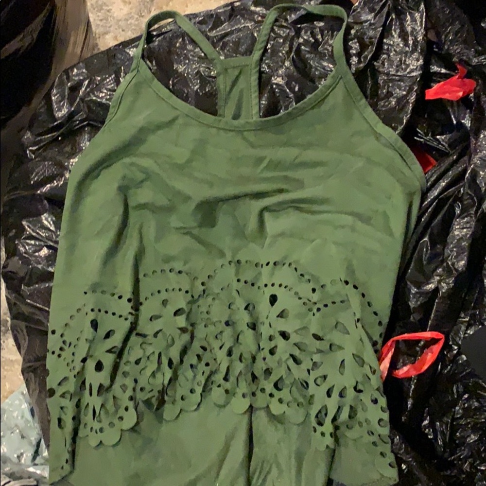 Green suede tank top